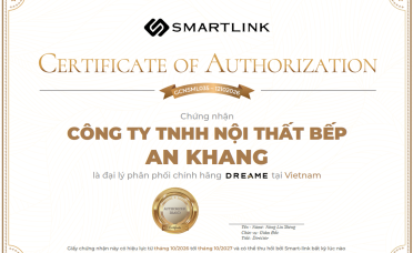 Chứng nhận Bếp An Khang là đại lý chính thức phân phối chính hãng Dreame